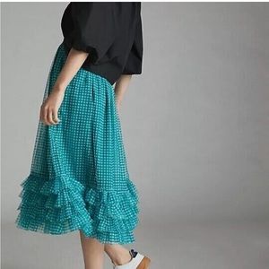 Anthropologie Gingham Midi Skirt. Size M